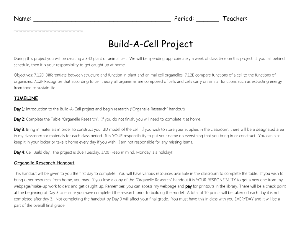 Build-A-Cell Project