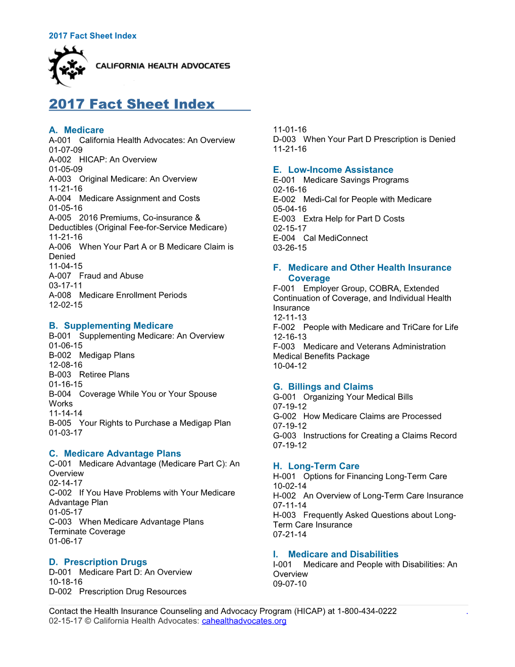 2008 Fact Sheet Index