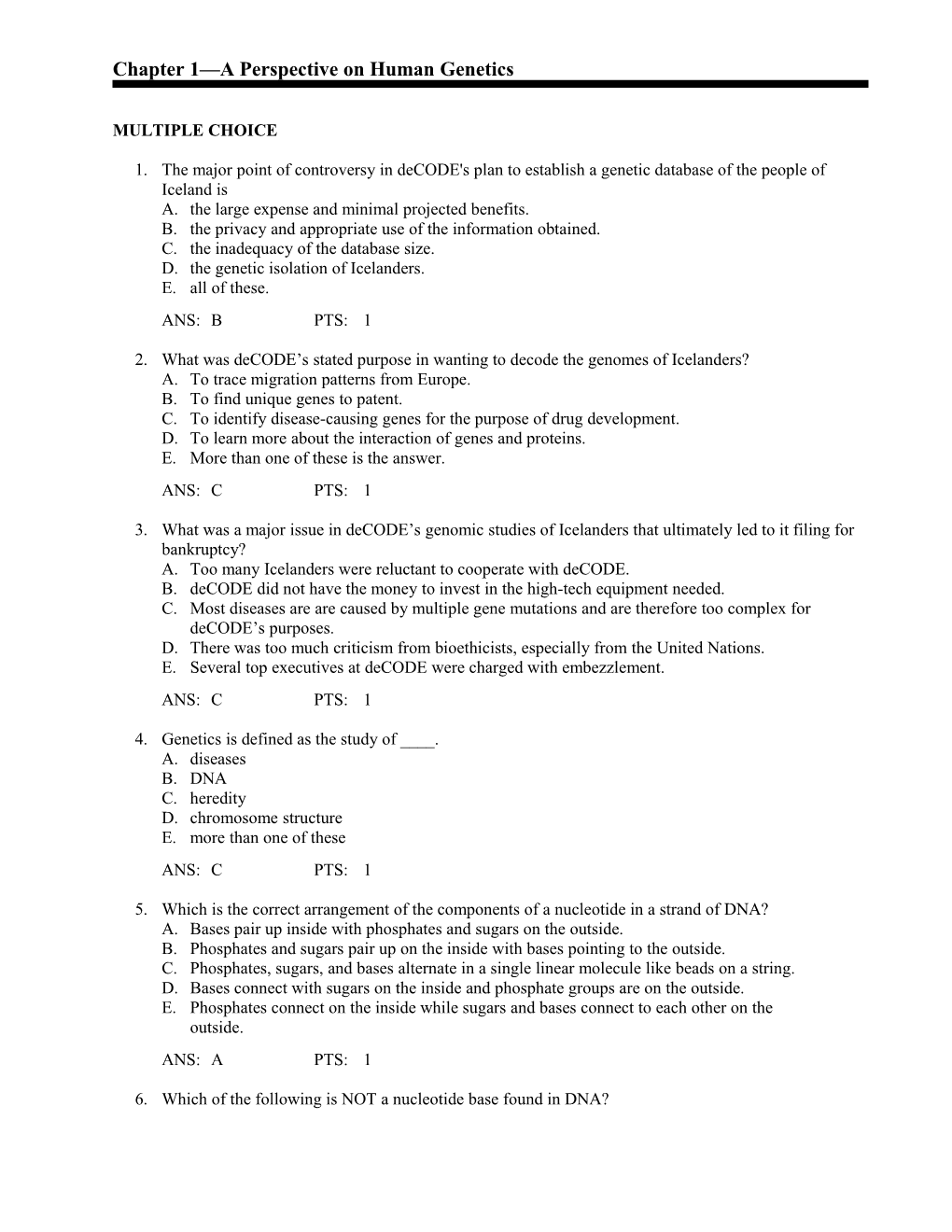 Chapter 1 a Perspective on Human Genetics