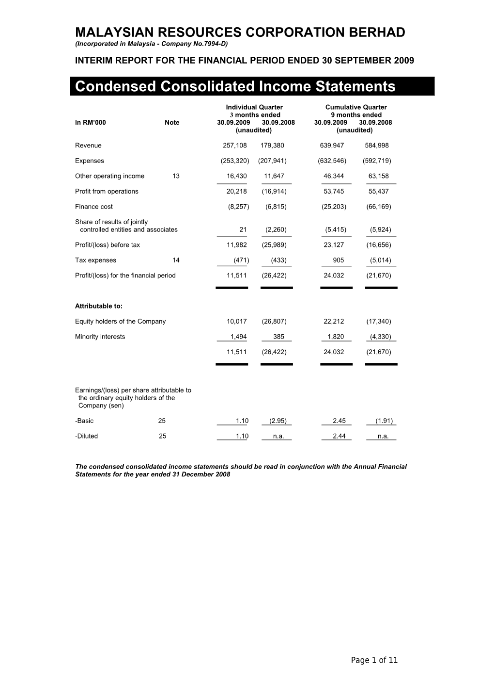 Malaysian Resources Corporation Berhad s2