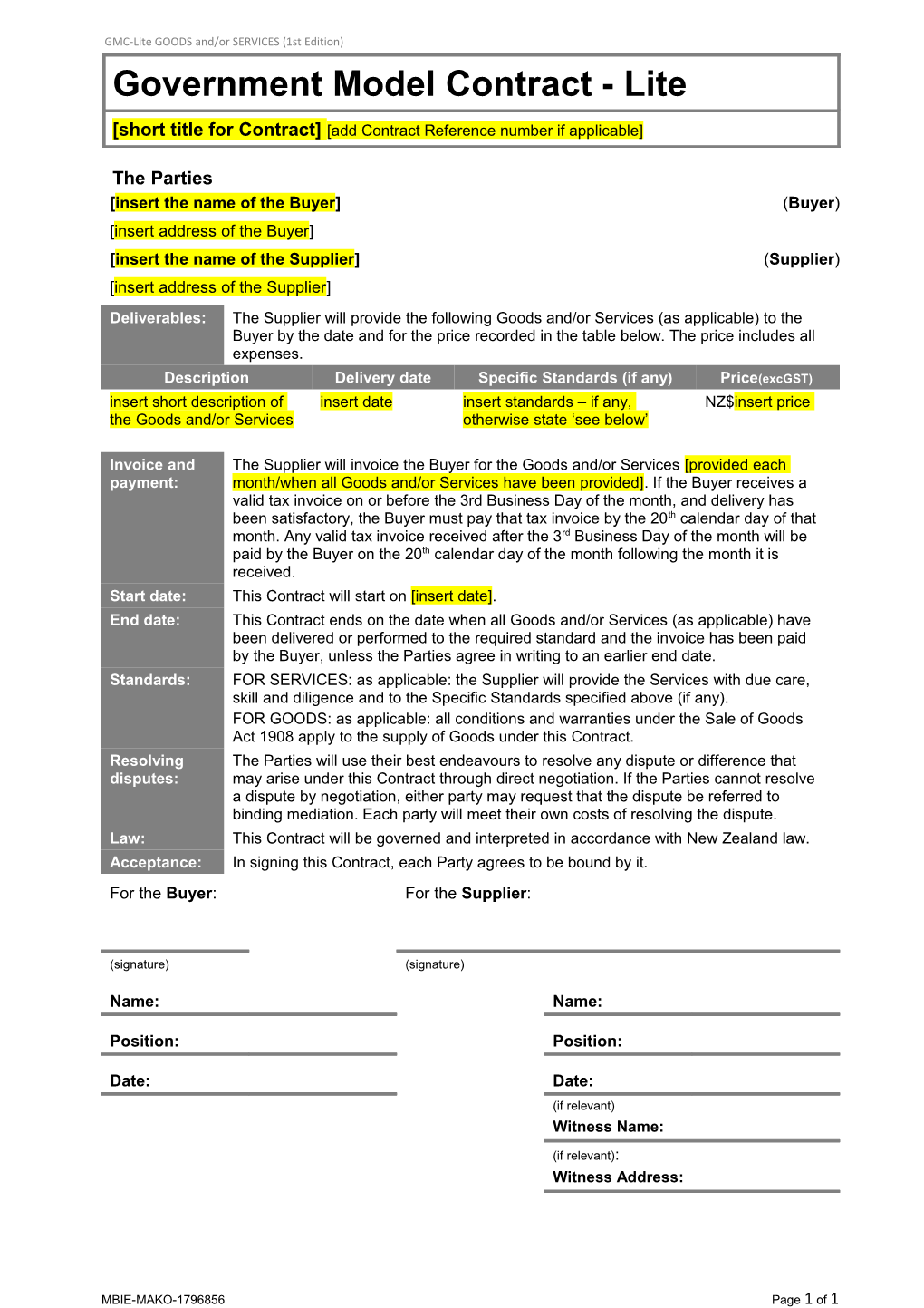 Government Model Contract - Lite