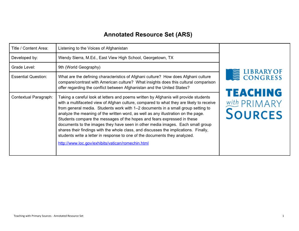 Annotated Resource Set (ARS) s3