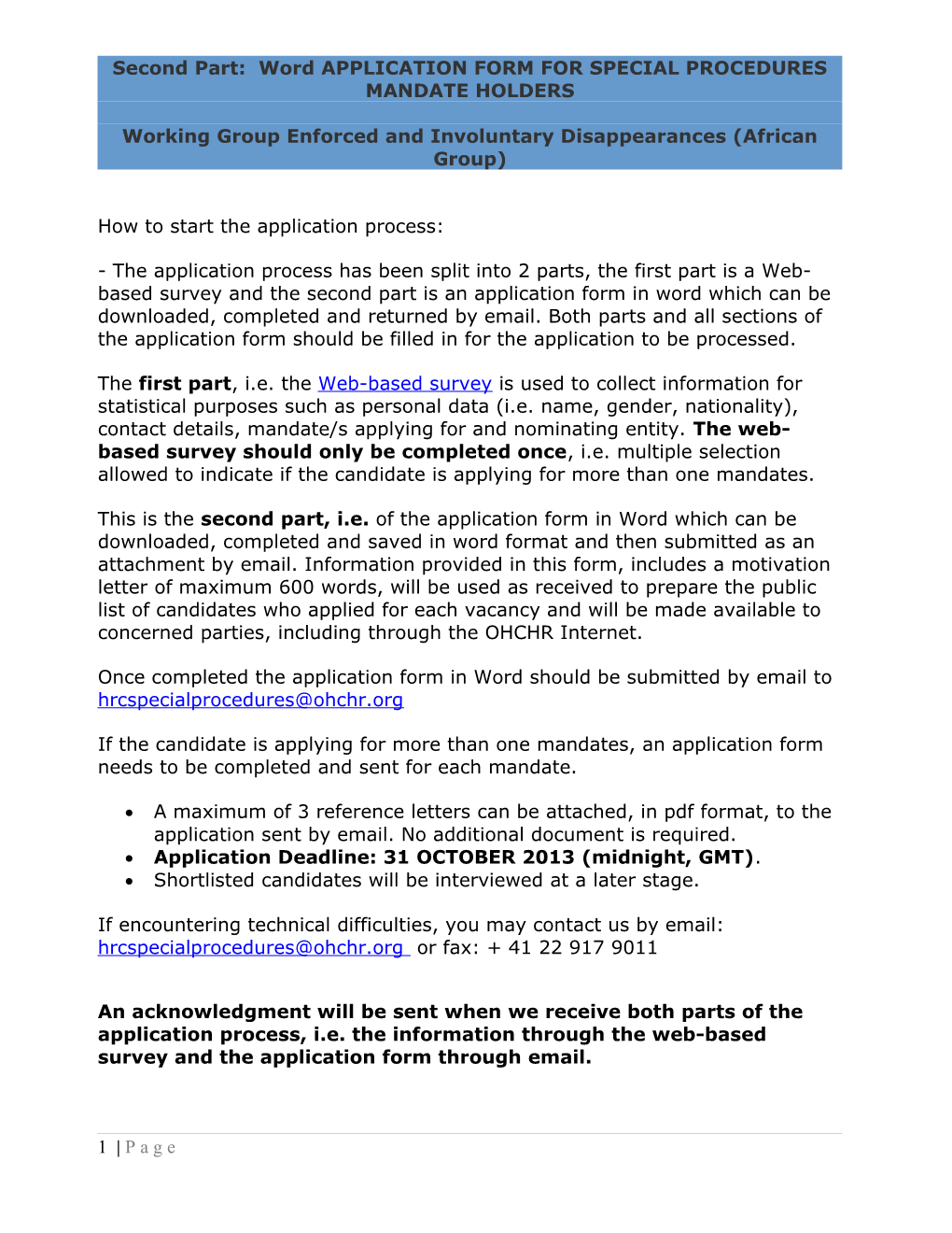 Second Part: Word APPLICATION FORM for SPECIAL PROCEDURES MANDATE HOLDERS s6