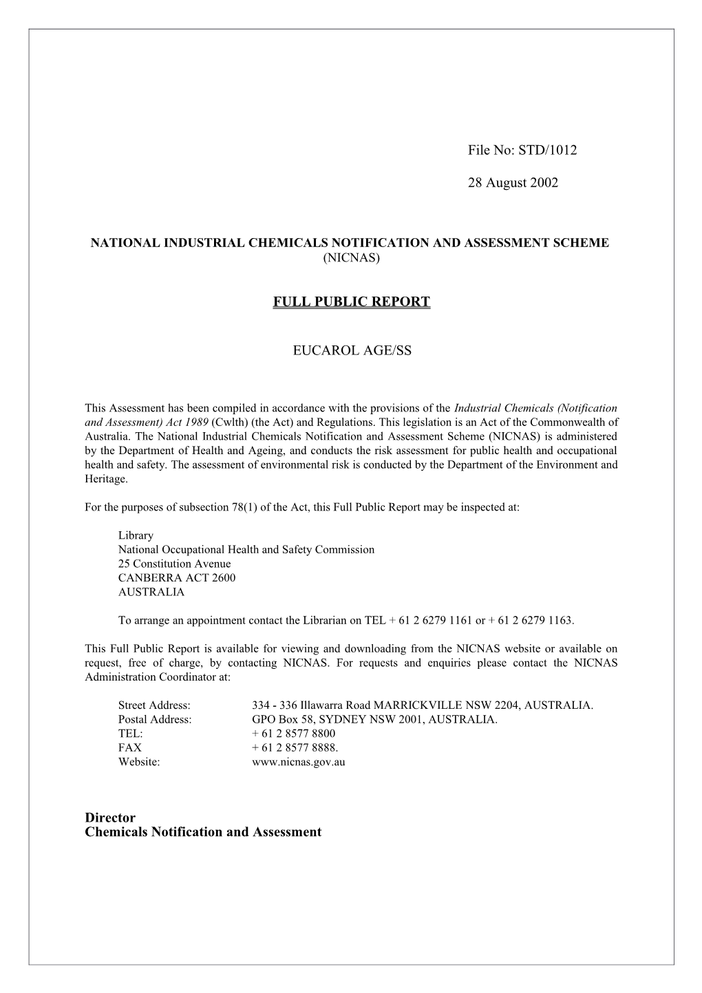 National Industrial Chemicals Notification and Assessment Scheme s25