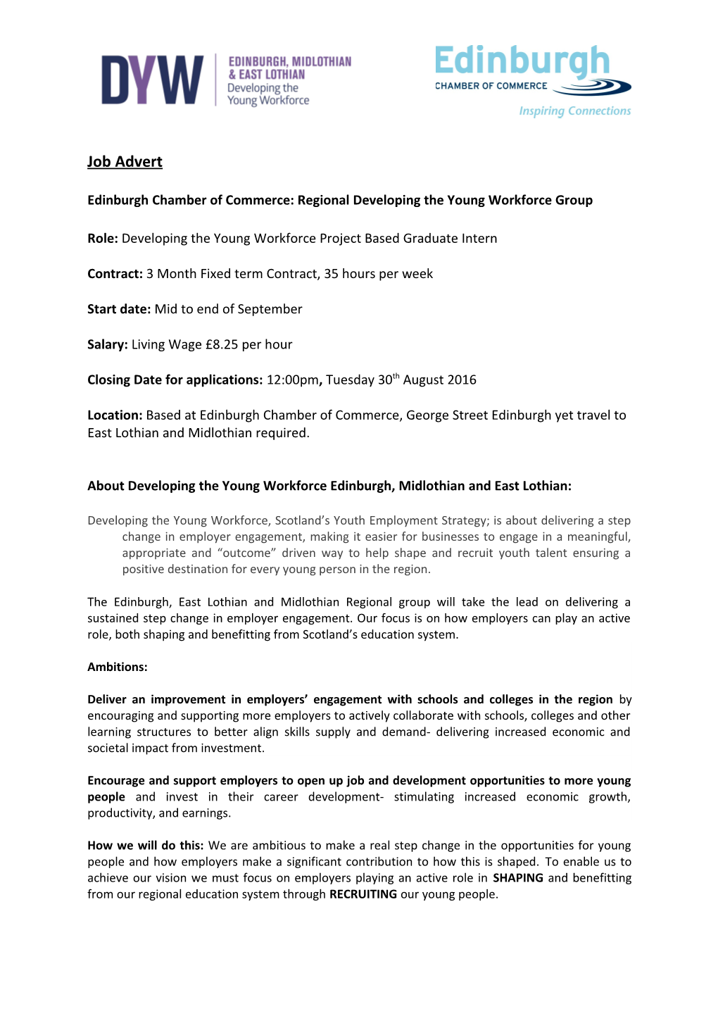 Edinburgh Chamber of Commerce: Regional Developing the Young Workforce Group