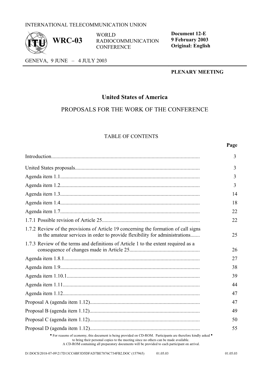 Proposals for the Work of the Conference s1