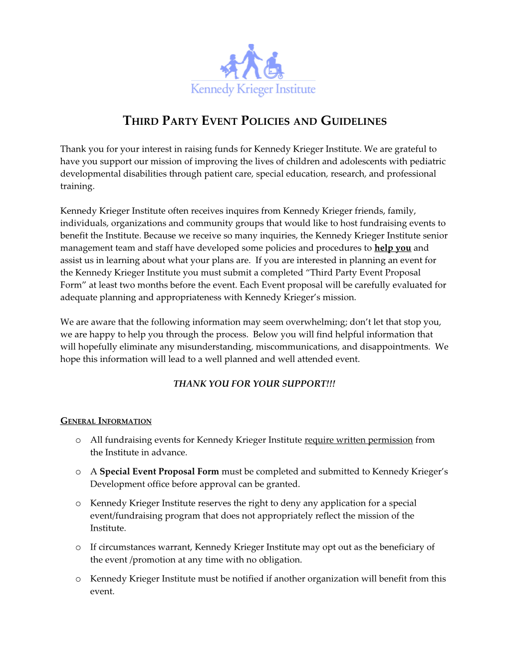 Third Party Event Policies and Guidelines