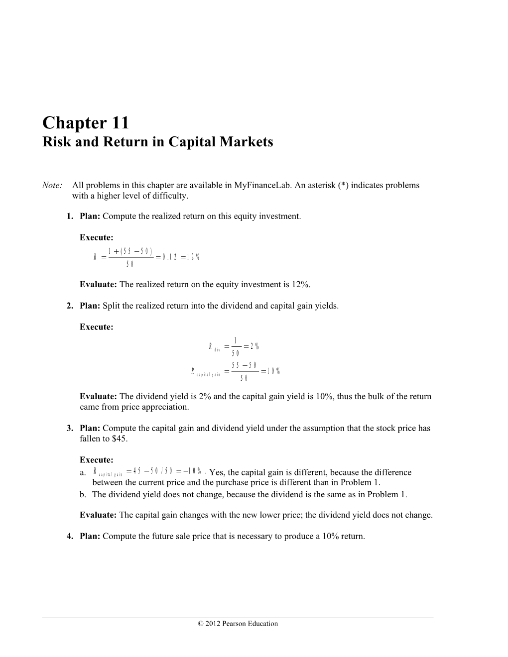 Chapter 11 Risk and Return in Capital Markets 133