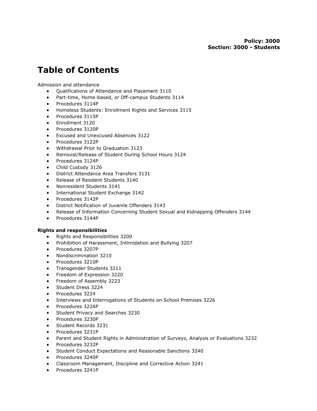 Policy: 3000 Section: 3000 - Students