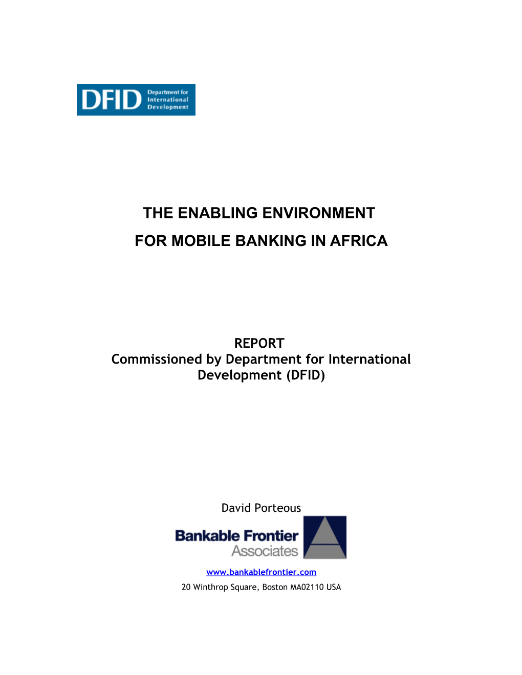 Enabling Environment for Cell Phone Banking in Africa