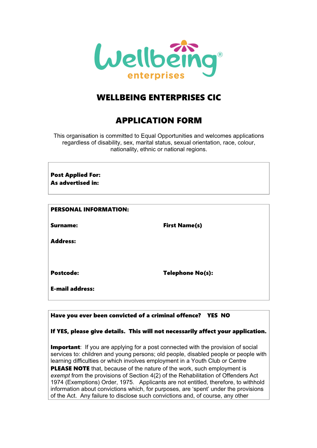 Wellbeing Enterprises Cic