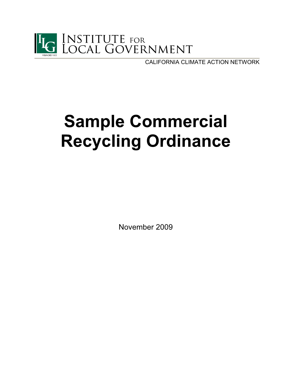 Sample Commercial Recycling Ordinance