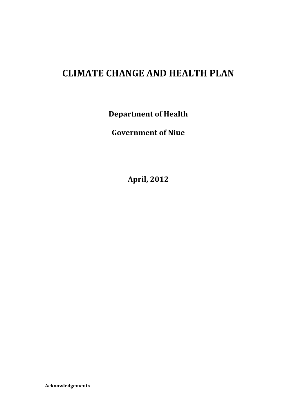 Climate Change and Health Plan