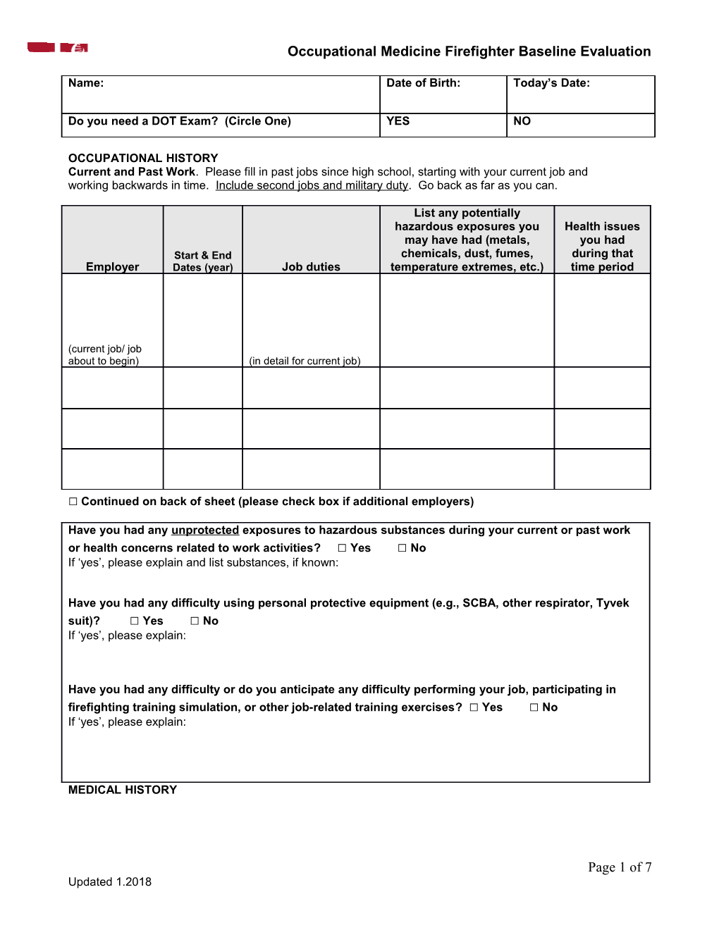 Baseline Hazardous Materials Medical Surveillance