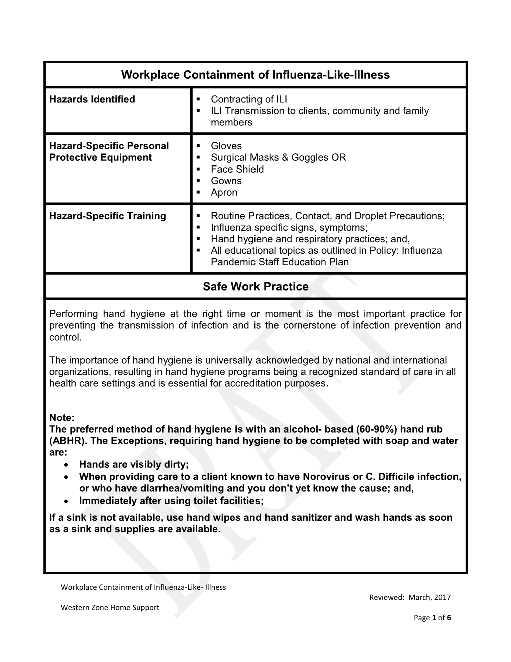 Workplace Containment of Influenza-Like-Illness