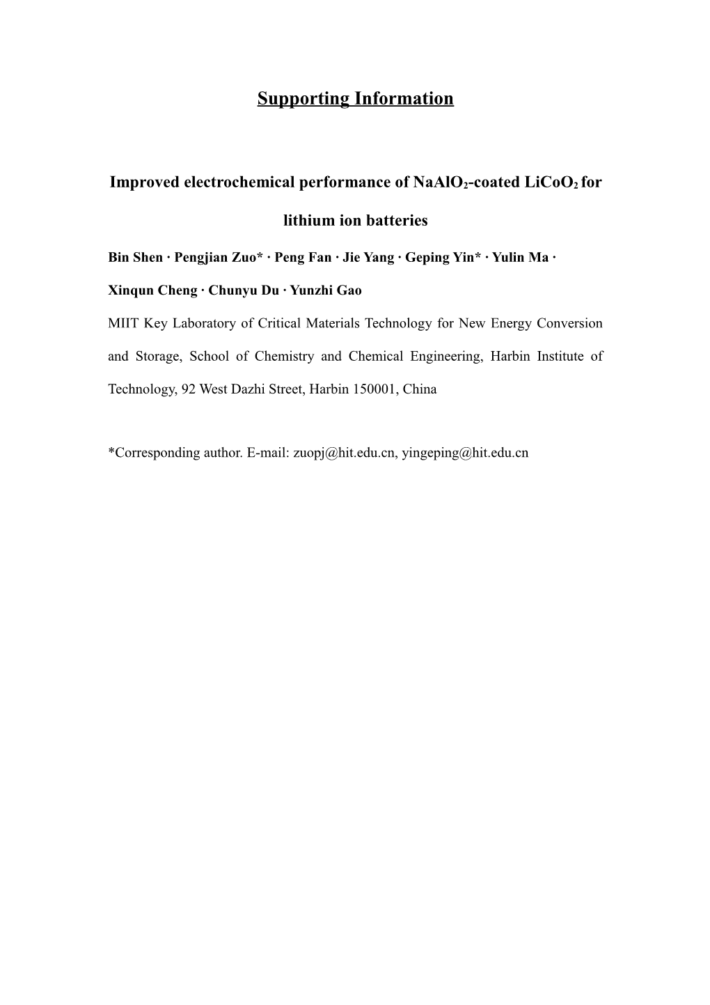 Improved Electrochemical Performance of Naalo2-Coated Licoo2 for Lithium Ion Batteries