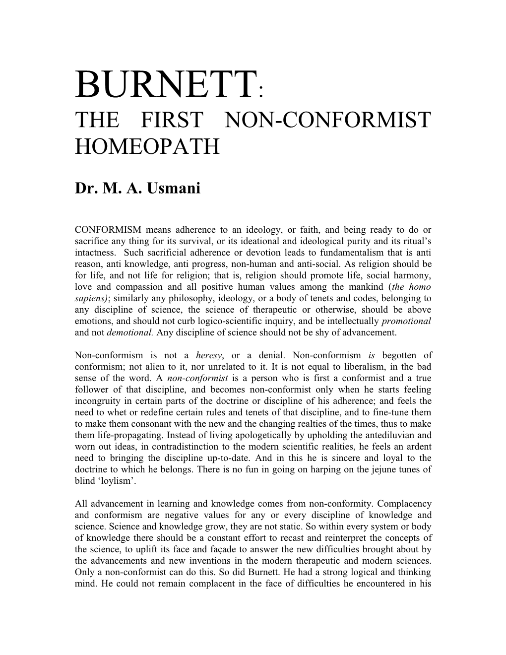 The First Non-Conformist Homeopath