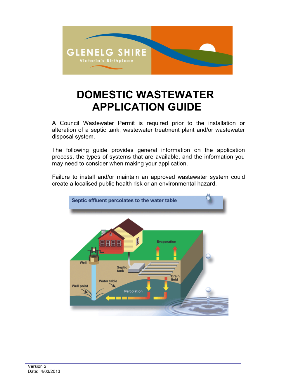 DOMESTIC WASTEWATER APPLICATION Guidepage 1 of 23