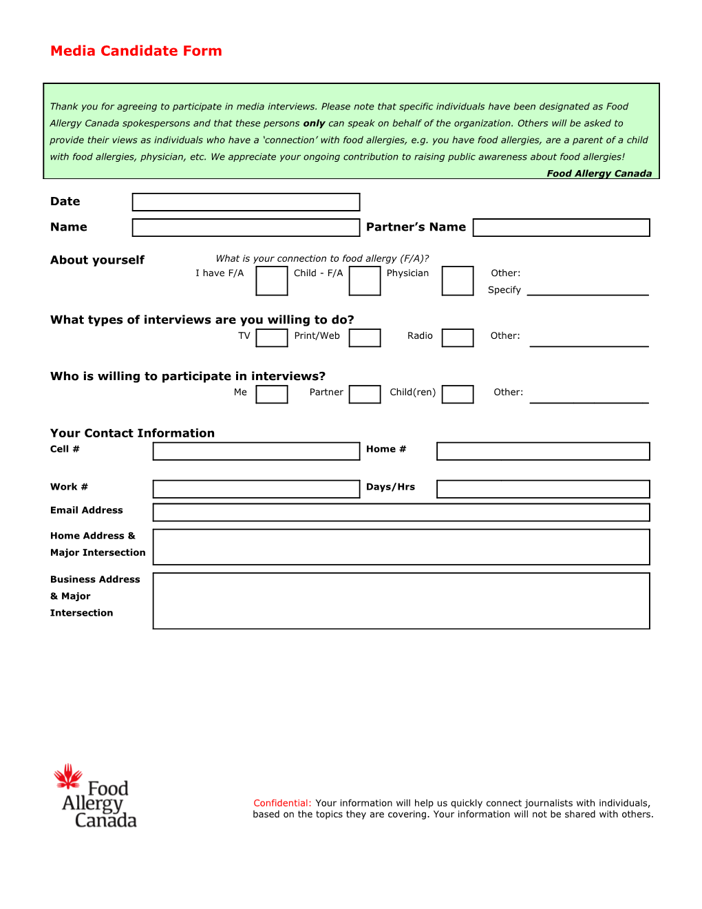 Media Candidate Form