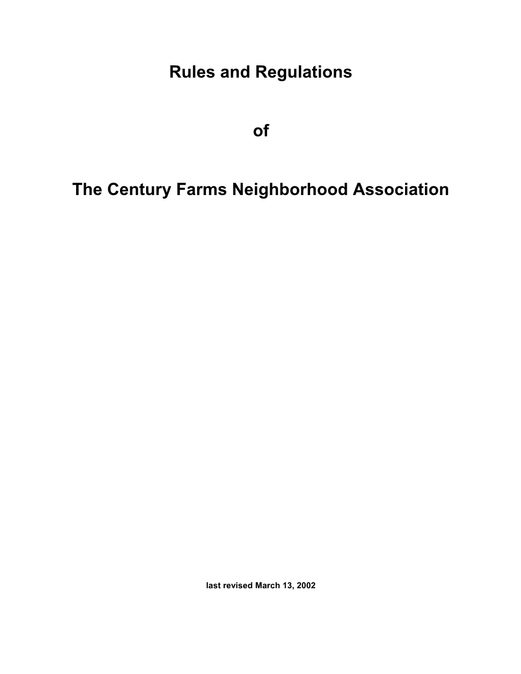 The Century Farms Neighborhood Association