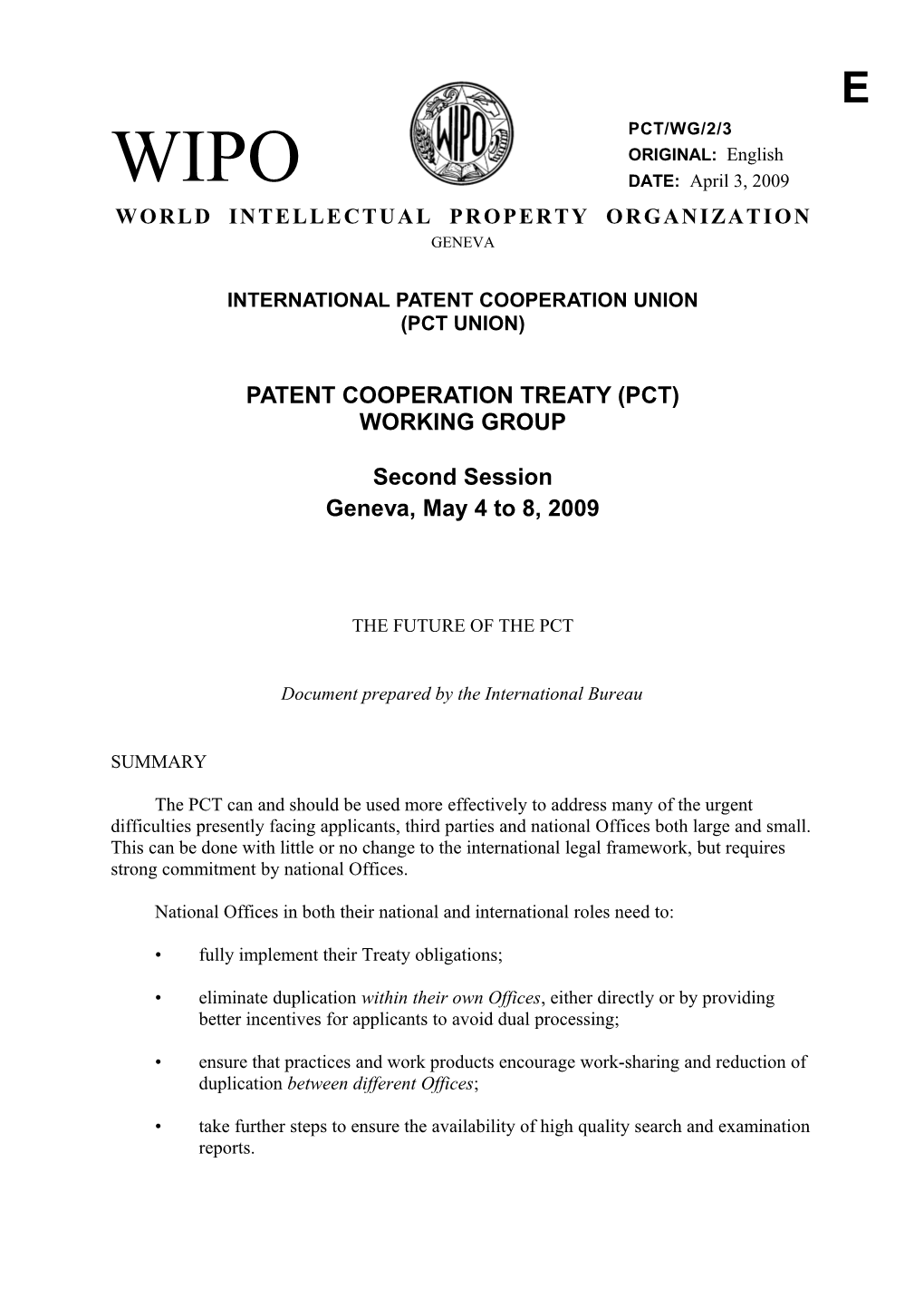 International Patent Cooperation Union (Pct Union)
