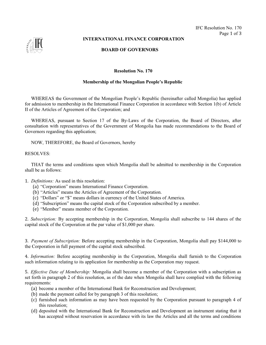 Membership of the Mongolian People S Republic