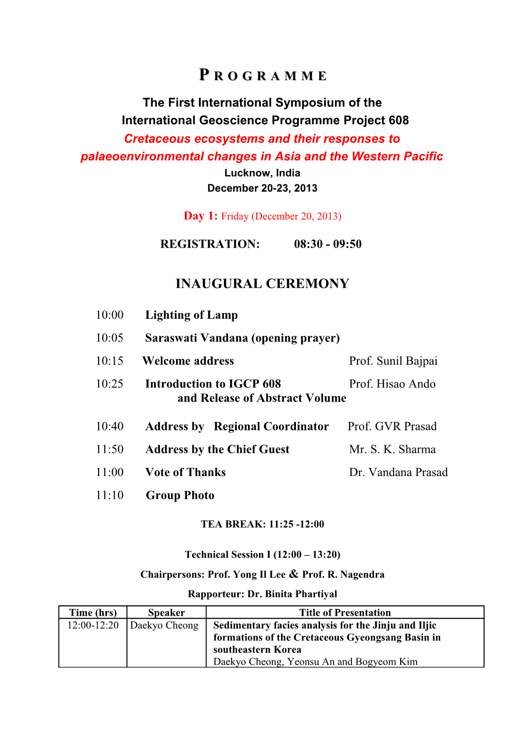 The First International Symposium of The