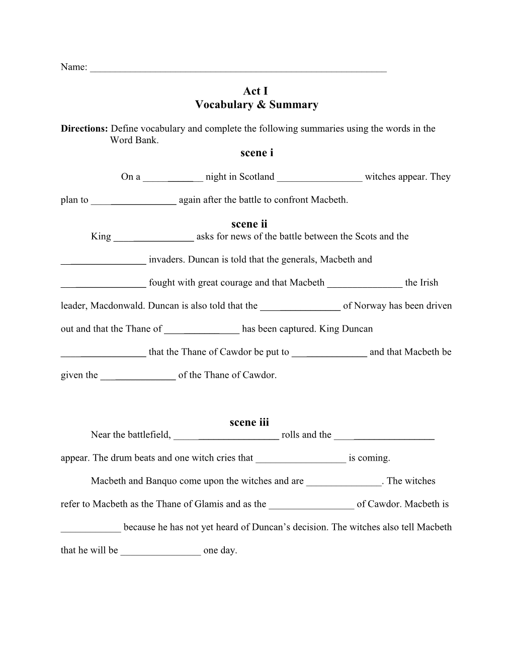 Vocabulary & Summary