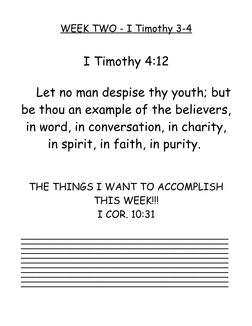 WEEK SEVEN - I Timothy 3-4
