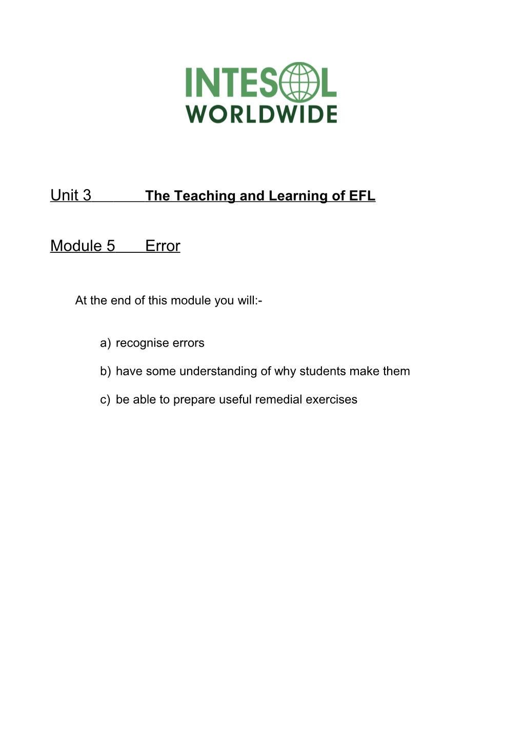 Unit 3 the Teaching and Learning of EFL