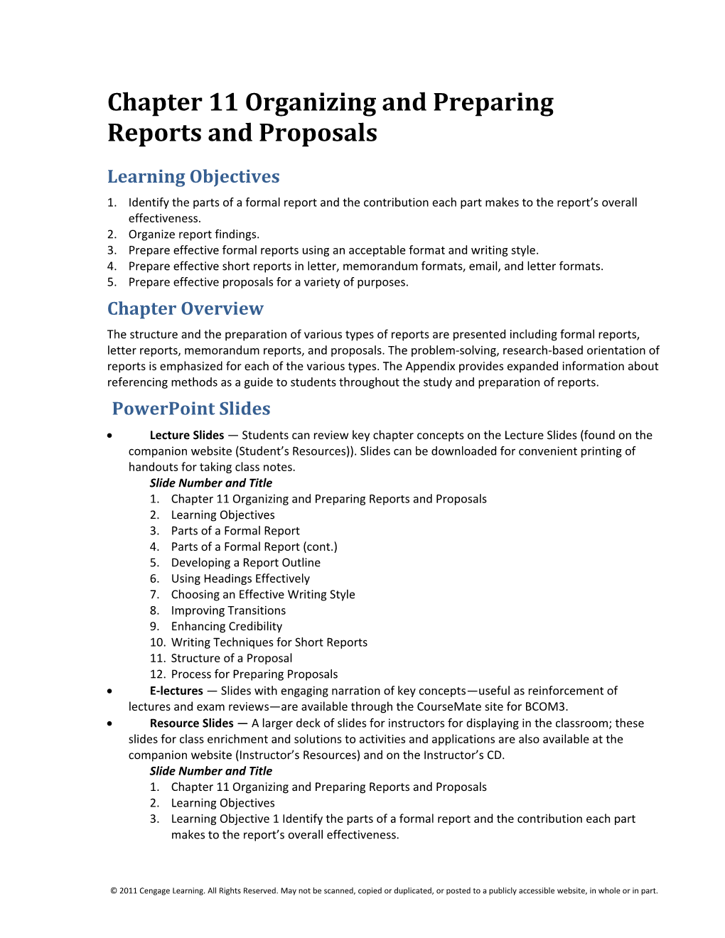 Chapter 11 Organizing and Preparing Reports and Proposals