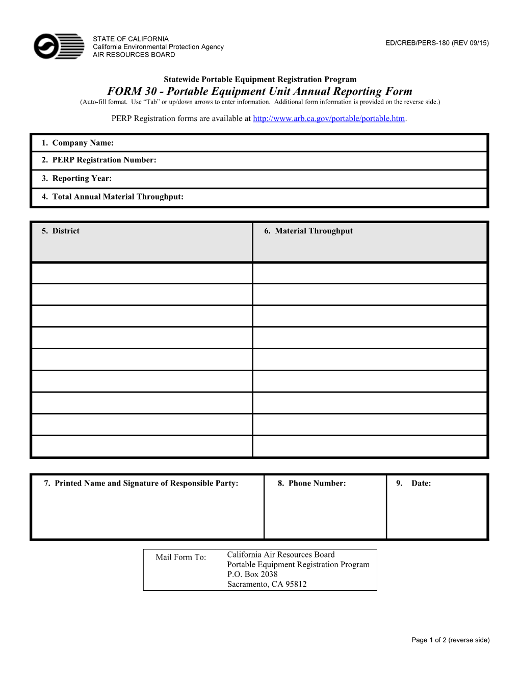 Statewide Portable Equipment Registration Program - FORM 26