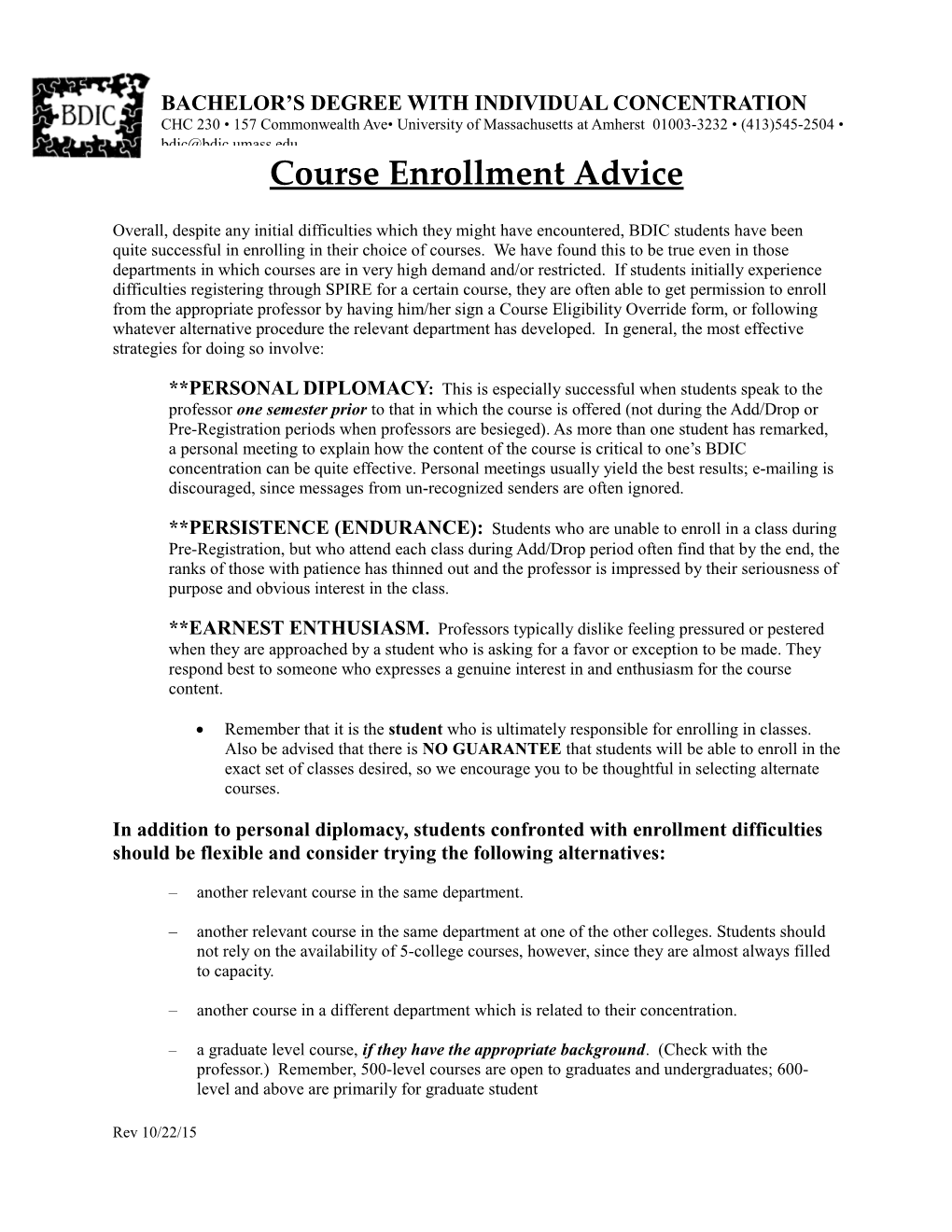 Course Enrollment Advice