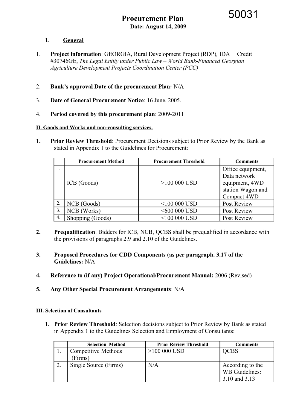 Annex 6: Procurement and Disbursement Arrangements