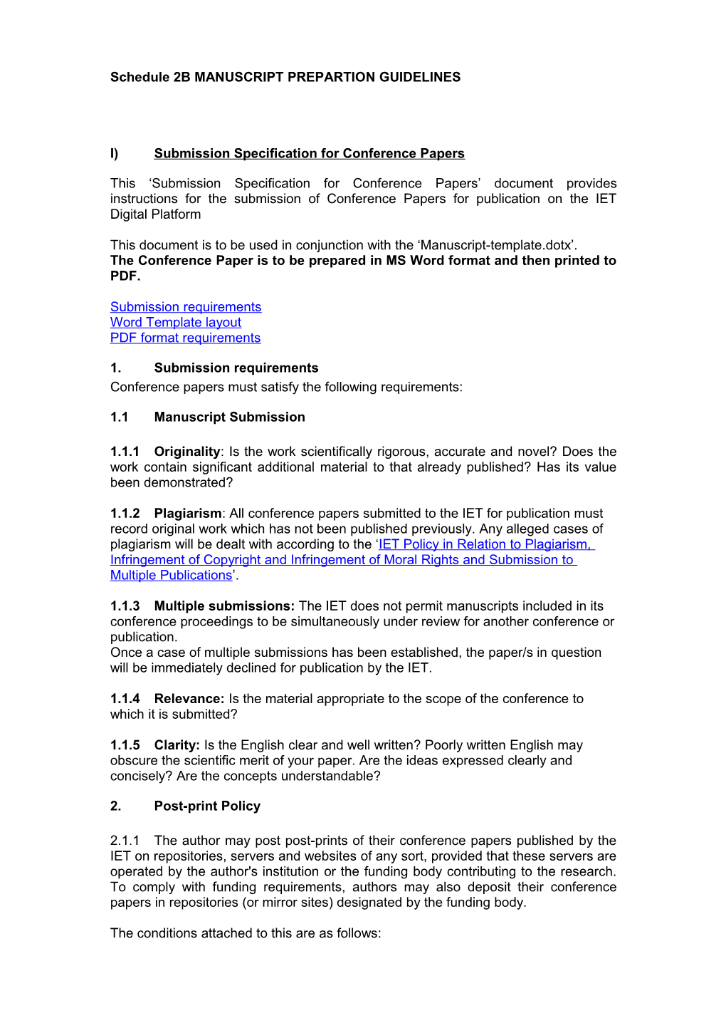 Schedule 2B MANUSCRIPT PREPARTION GUIDELINES