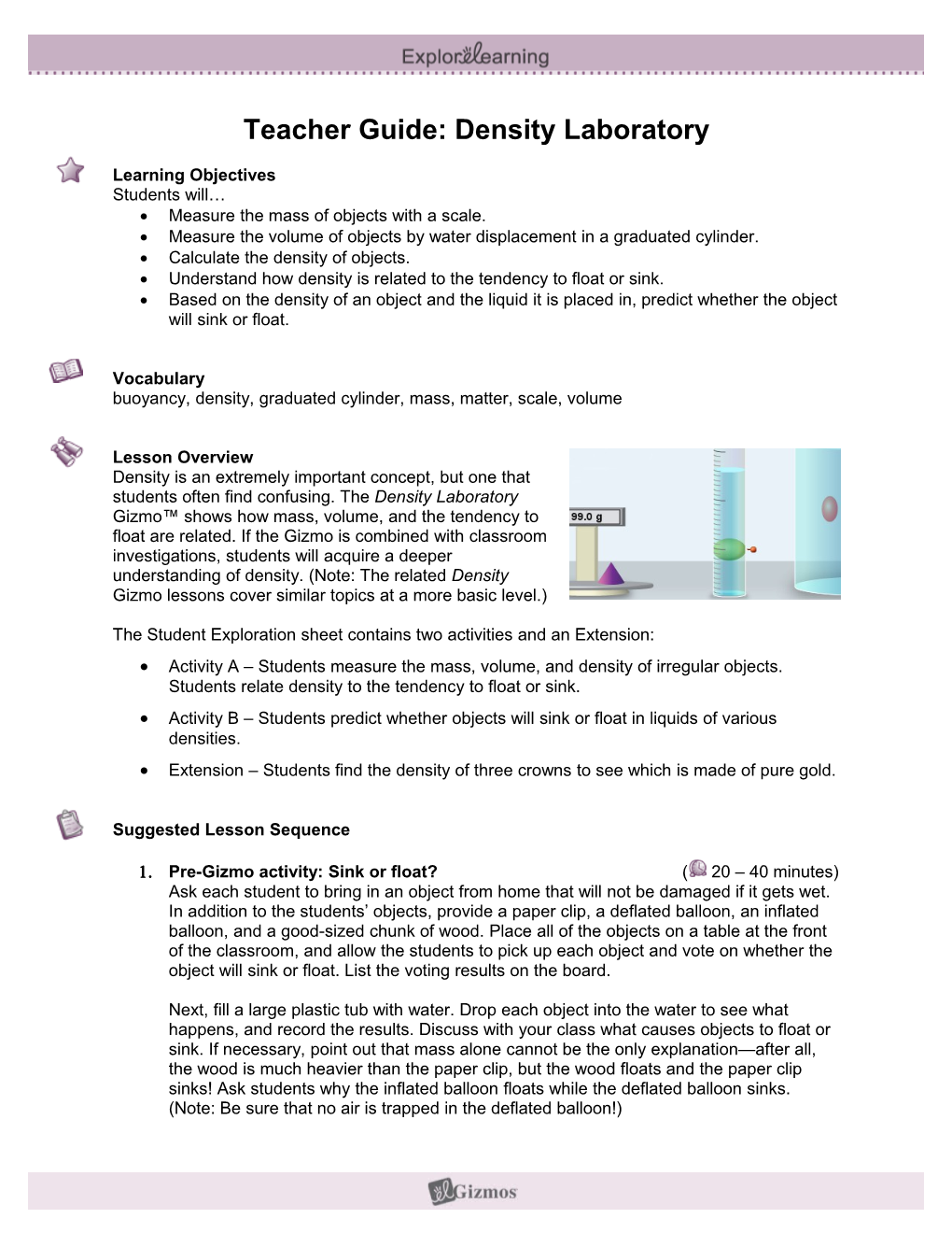 Teacher Guide: Density Laboratory