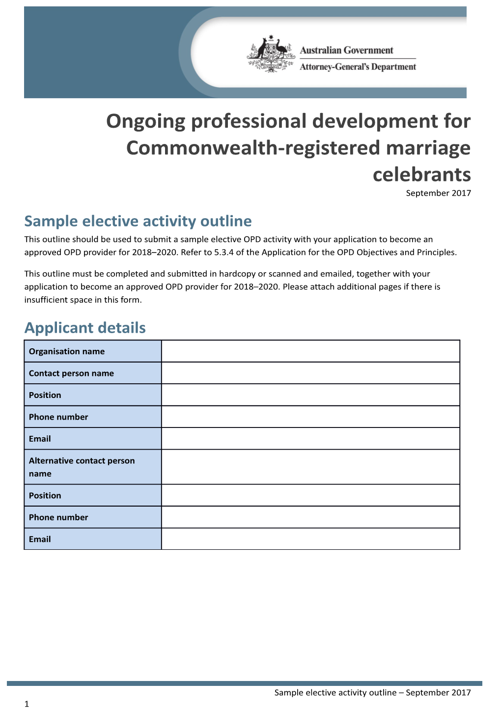 Sample Elective Activity Outline