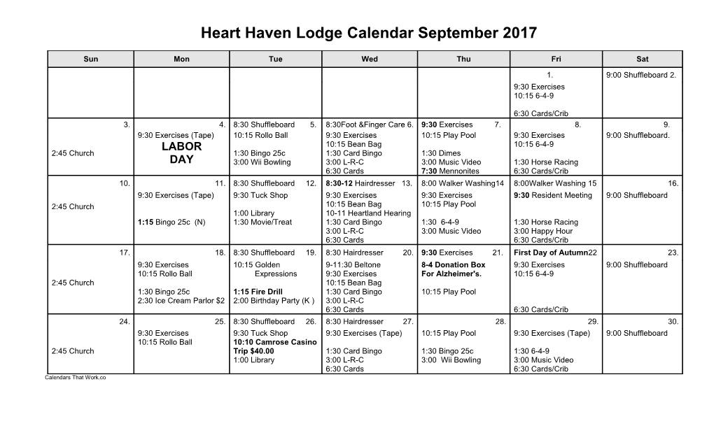 Heart Haven Lodge Calendar July 2007 s1