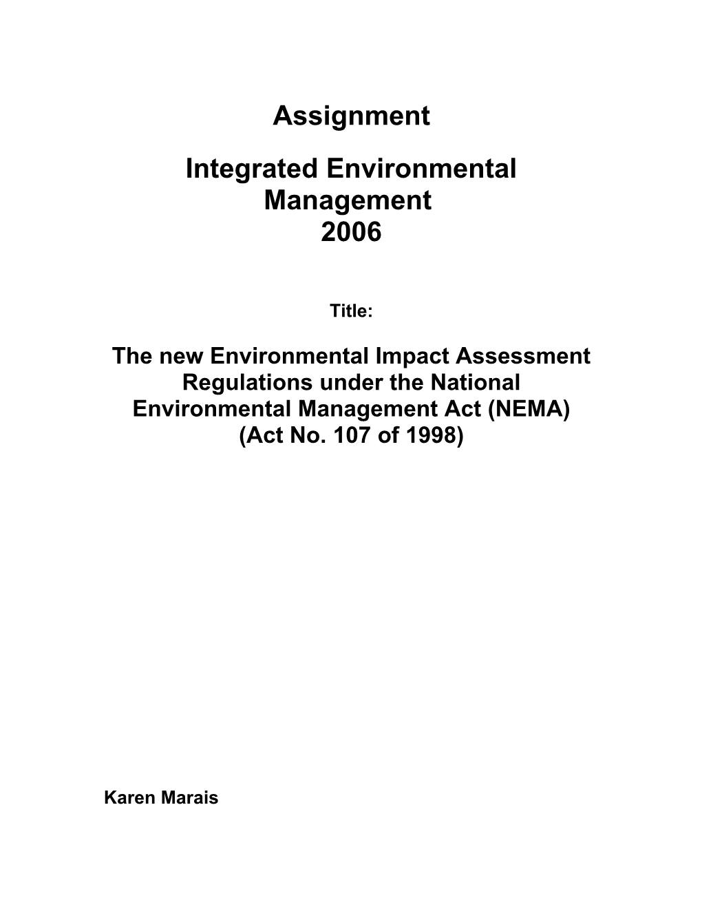 Integrated Environmental Management