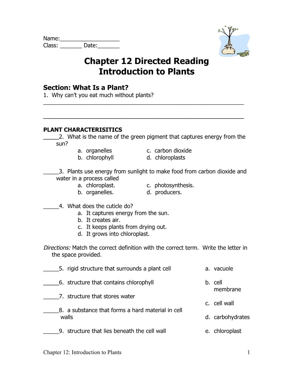 Chapter 12 Directed Reading