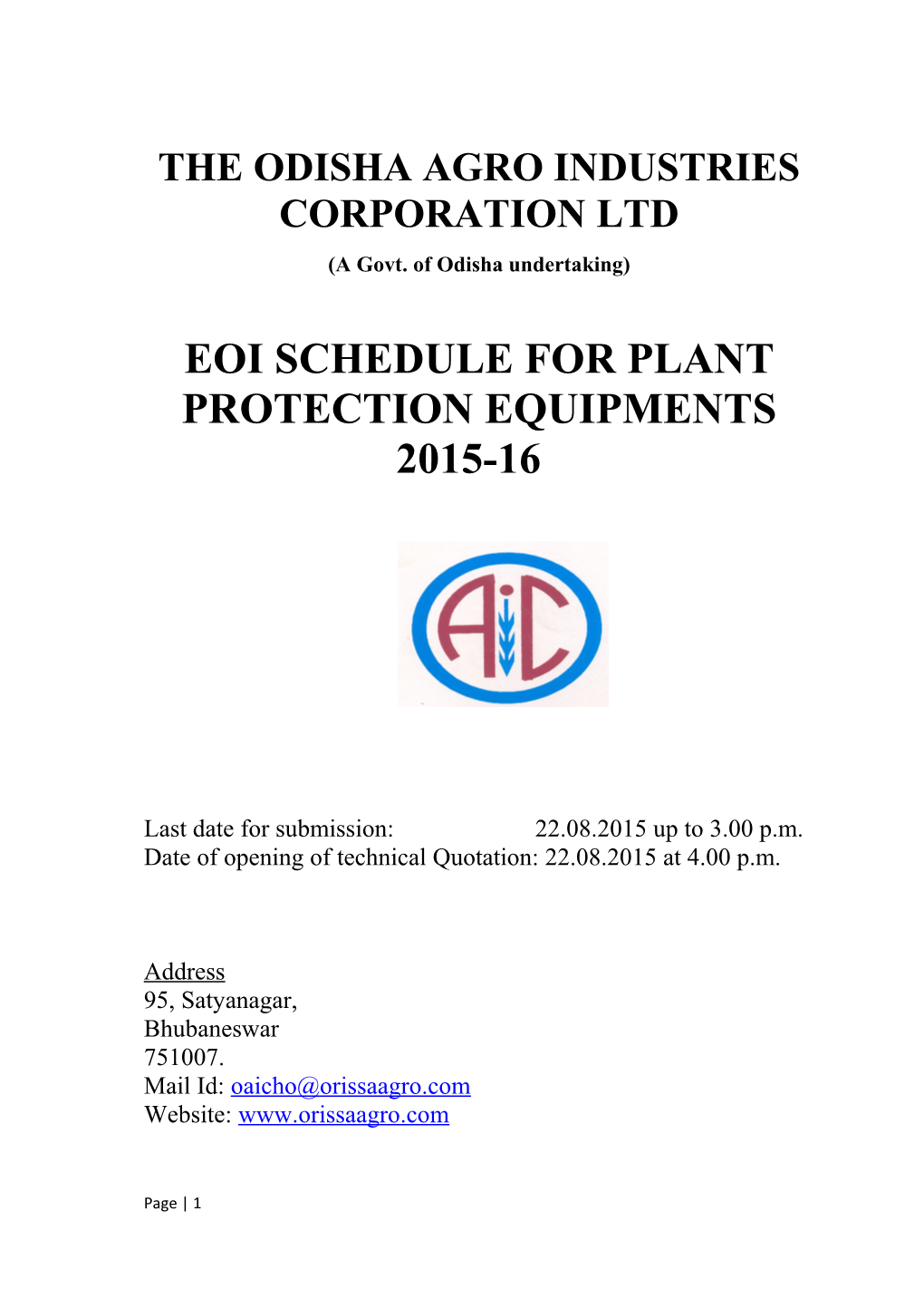 The Odisha Agro Industries Corporation Ltd s1