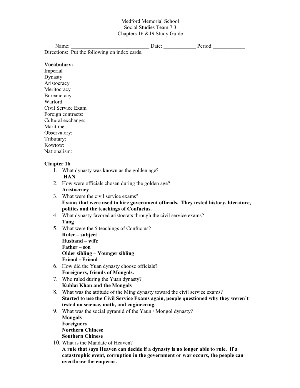 Social Studies Chapter 19