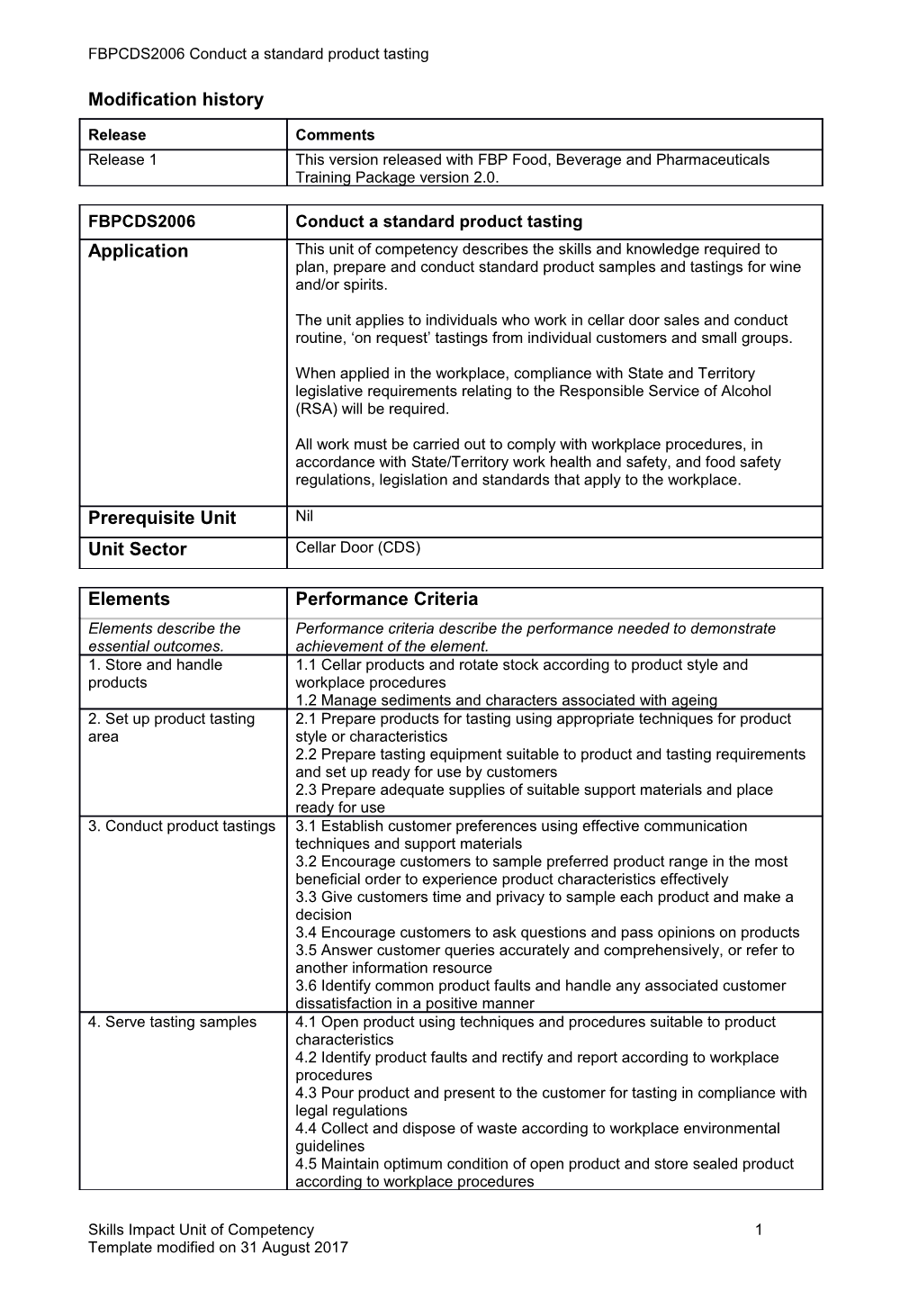 Skills Impact Unit of Competency Template s6