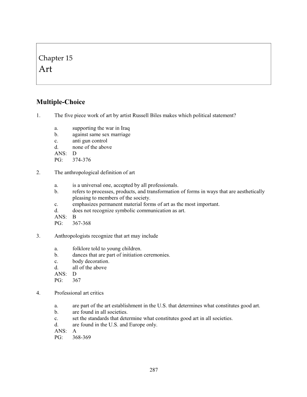 Chapter 15 / Test Bank