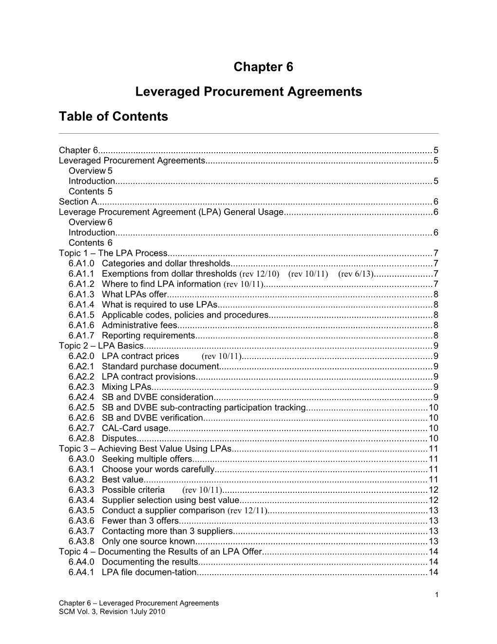 Leveraged Procurement Agreements
