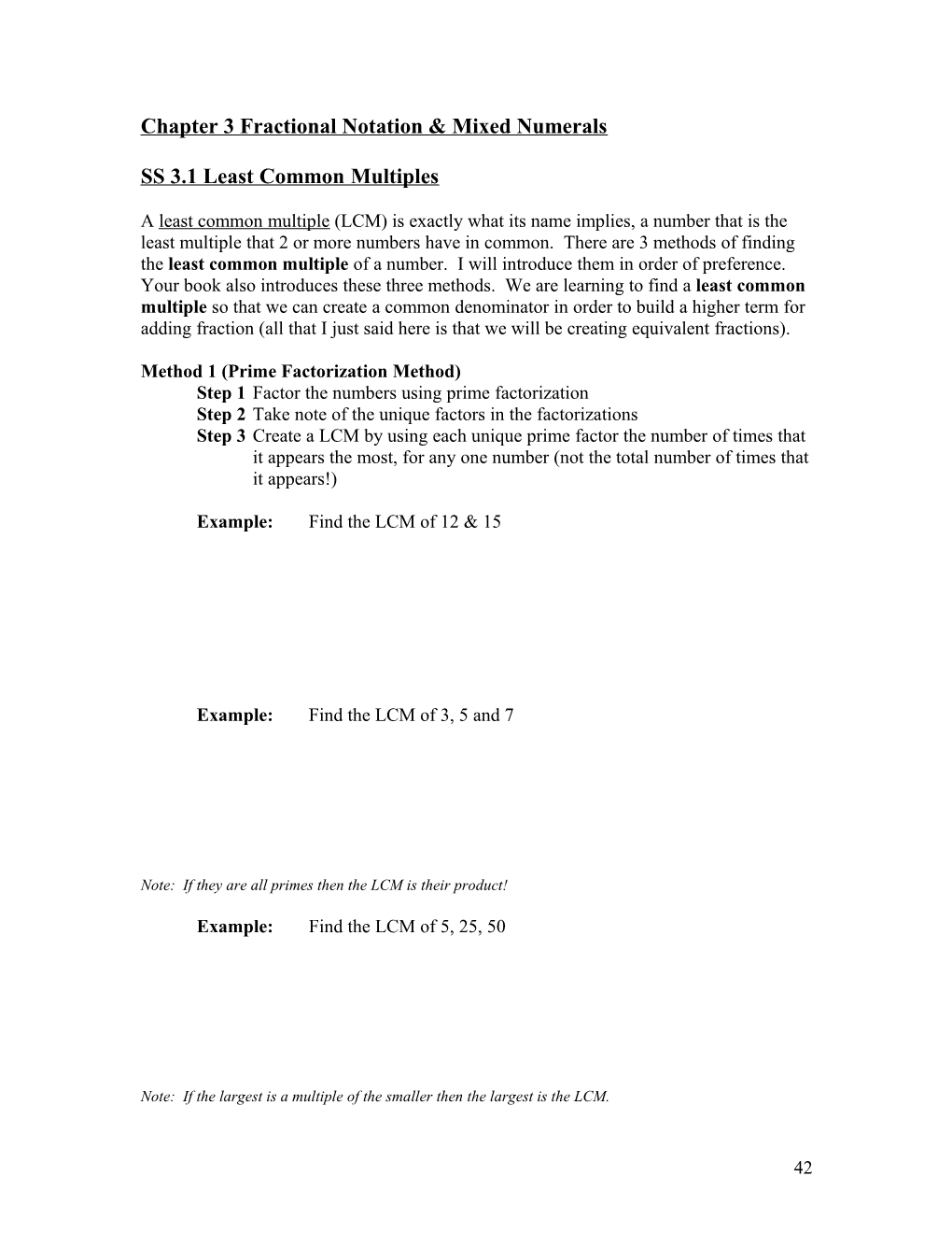 Chapter 3 Fractional Notation & Mixed Numerals