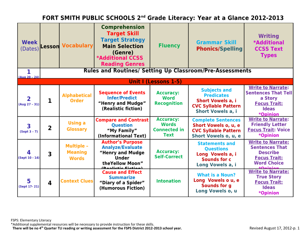 3Rd Grade Year at a Glance 2011 s1