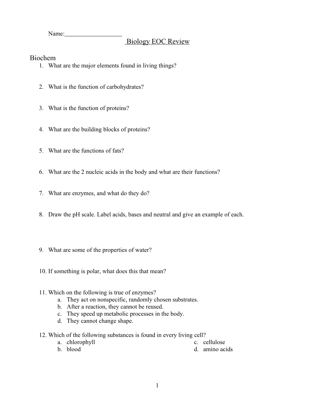 Chemistry EOC Review