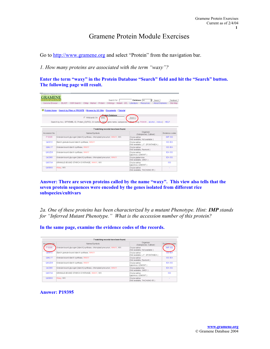 Go to the Protein Section of the Gramene Navigation Bar on Top of the Webpage