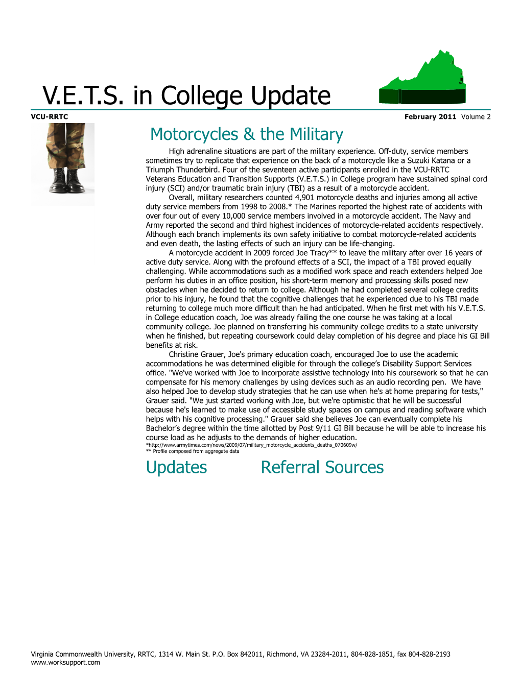 V.E.T.S. in College Update